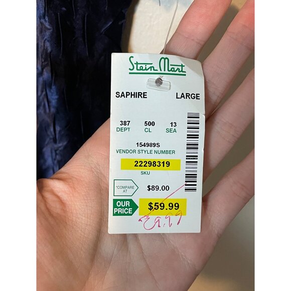 Expo New York Satin Mixed Media Crinkle Slip Dress in Sapphire Blue Size L - Picture 6 of 6